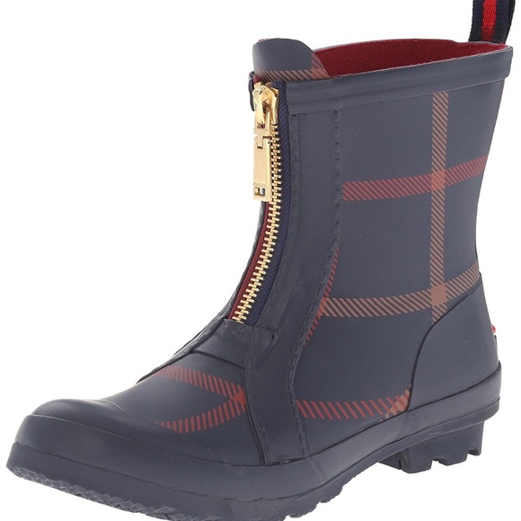 Tommy Hilfiger Shoes - Tommy Hilfiger Blue  and Red Plaid Boots with Gold Zipper